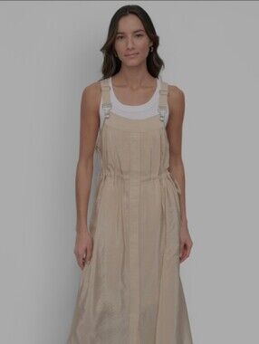 DKNY Beige Utility Maxi Dress with Adjustable Straps